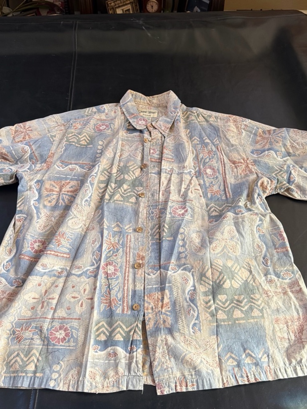Casual Printed Button-Down Shirt in Light Blue by Cookie Street